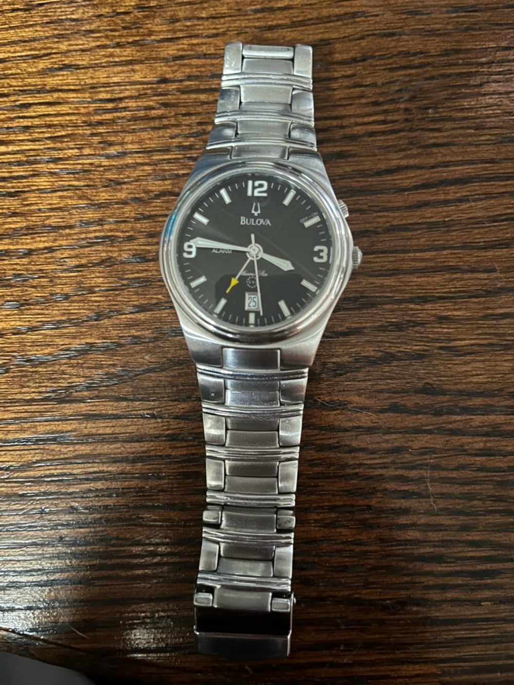 Bulova Silver Stainless Watch with Black Dial